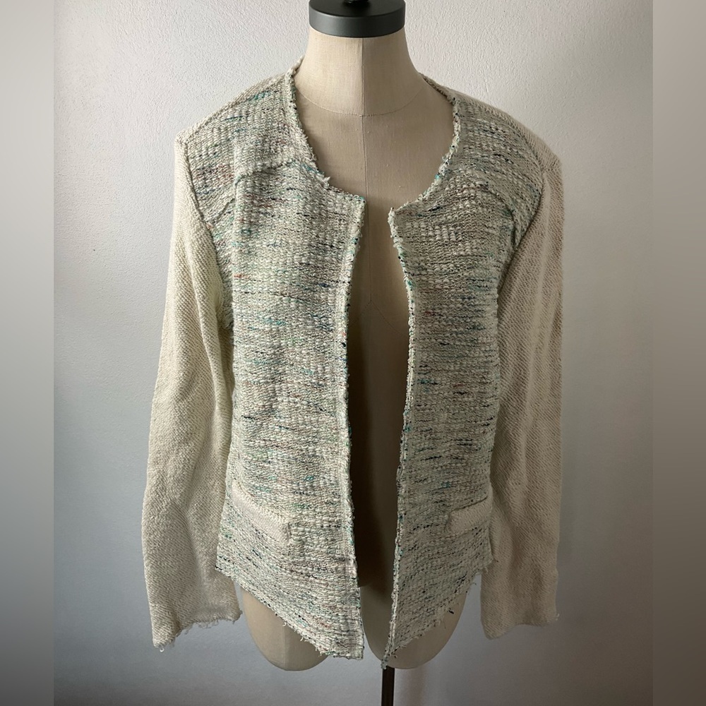 DREW Sweatshirt Jacket Open Cardigan Metallic Sz L